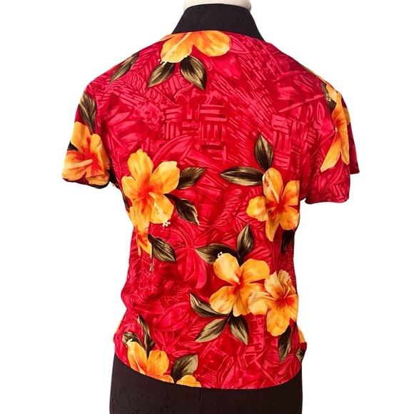 Hilo Hattie Vibrant Hibiscus Print Floral Two Piece Dress Hawaiian Size Small - Picture 5 of 13